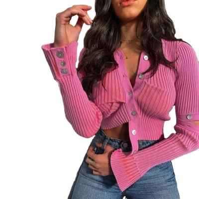 China New Anti-wrinkle Women Grow Straight Irregular Slim Sweater Women Long Sleeve Upper V-Neckline Sweater for sale