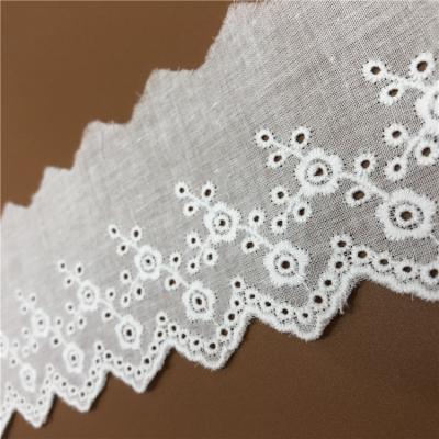 China Sustainable New Trend Wholesale Custom Colors Flower Pattern 100 Cotton Embroidered Lace for sale