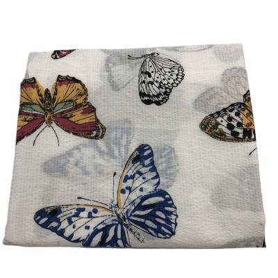 China Plain high quality 100% cotton printed butterfly cotton seersucker fabric for garment for sale