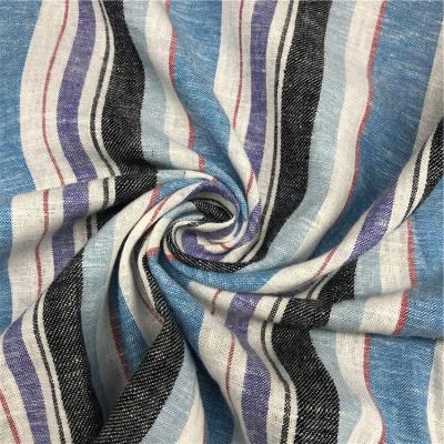 China Sustainable 55%Cotton 45% Linen Blends Multi Color Stripes Yarn Dyed Fabric For Shirting Linen for sale