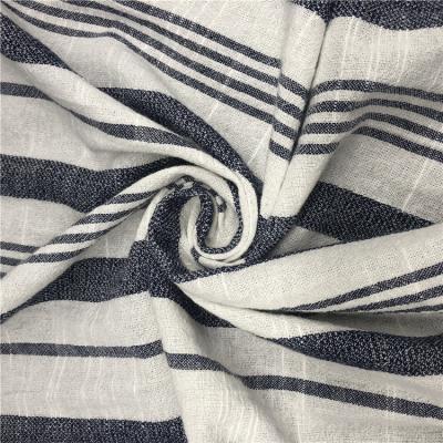 China New Trend Sustainable 100% Cotton Twill Navy Stripes Yarn Dyed Fabric for sale