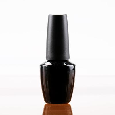 China Custom Glass Jars 15ml Cosmetic Black Glass Nail Polish Bottle For UV Gel Nail Glue Glass Bottles Colored for sale