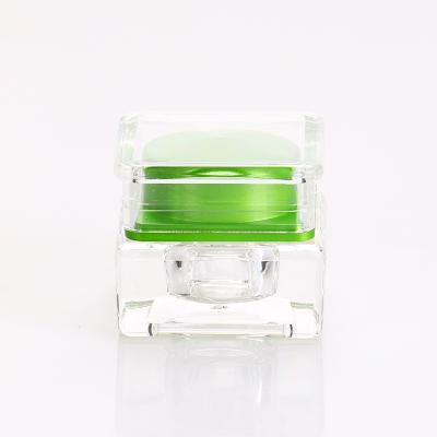 China Cheap 5g 10g Color Nail Cosmetic Glue Green Acrylic Clear Plastic Jar Gel Polish Cosmetic Face Cream Container for sale