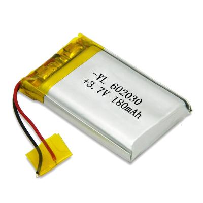 China Consumer Electronics RoHs CE Approved Li-PO Battery Rechargeable Li-ion Polymer 602030 3.7v 180mAh Lithium Polymer Battery for sale