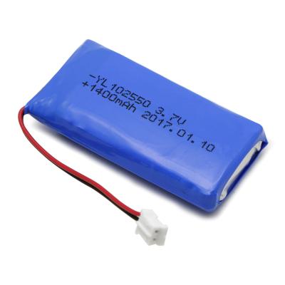 China Consumer Electronics 102550 3.7V 1400mAh 2 Pin Connector Lithium Polymer Battery Pack With PVC for sale