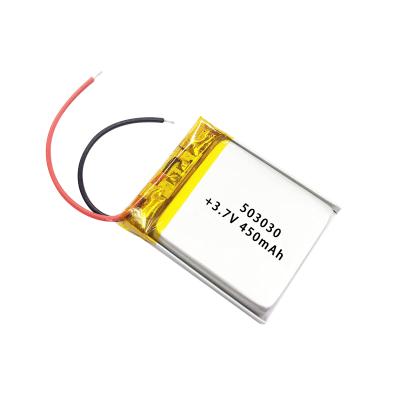 China Consumer electronics lithium battery factory lithium polymer battery 503030 3.7V 450mAh rechargeable lipo battery for sale