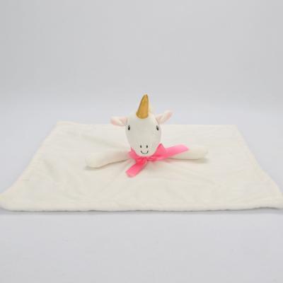 China Cars Home Office Hotel Cuddle Plush Toy Animal Unicorn Super Soft Cute Stuffed Head Security Blanket for sale