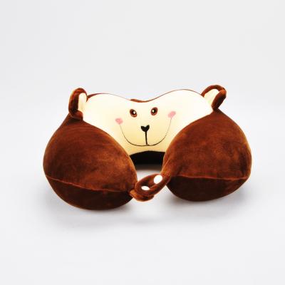 China Travel soft cute soft plush stuffed neck animal pillow monkey oekotex walmart toys bsci animal U-shaped pillow for sale