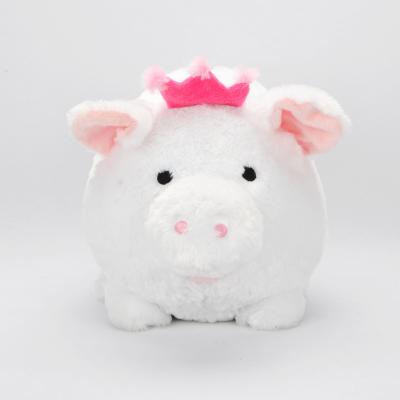 China Cute Plush White Pig Cars Home Office Hotel Soft Plush Toy Savings Bank for sale