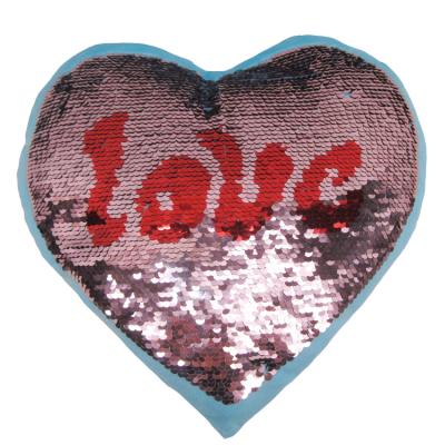 China Magnetic Cushion Love Shape Heart Shape Free Sample Sublimation Sequin Pillow Case Fancy Reversible Fancy White for sale