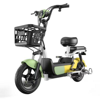 China Cheapest New Model 2 Steel Wheel Electric Motorcycle 350W 48V 14 Inch City Electric Scooter Battery Popular Adult Electric Bike Kits for sale