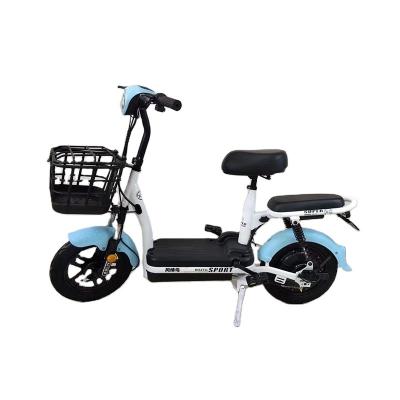 China Hot Cheap Price 2021 Steel 14 Inch Rim Adult Electric Bicycle 48V Steel City Electric Bicycle Lead Acid Battery for sale