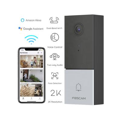 China Foscam 2K Security Video Doorbell Night Vision/5m IR LED Video Ring Doorbell Camera WiFi Smart Doorbell Face Recognition Video Doorbell for sale