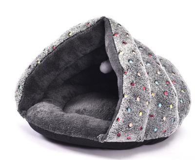 China Wholesale Fluffy Cat House Triangle Winter Pet Stored Warm House Padded Plush Kennel for sale