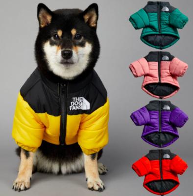 China Stored Windproof Dog Face Winter Raincoat Rainproof Pet Cotton-Padded Coat Storm Jacket OEM for sale