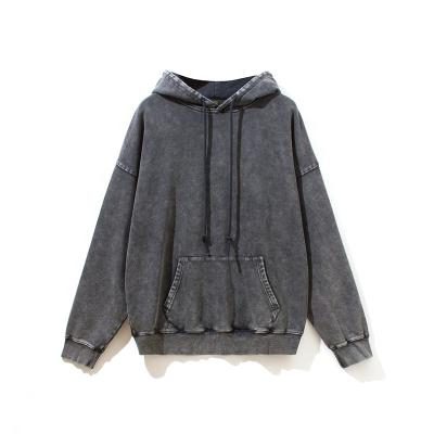 China 2021 Anti-Wrinkle Drawstring Vintage Custom Blank Pullover Ash Wash Hoodies Washed Hoodie for sale