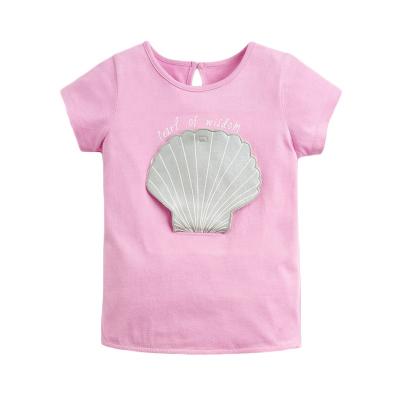 China 100% Cute T-shirt Designs Shell Pattern Girl Dress Kids Breathable Custom Cotton Kids Clothing Wholesale for sale