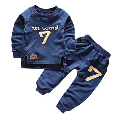 China Casual Top and Pants Kids Baby Boy Clothing Sets 2020 Spring and Autumn Crewneck 2pcs Cotton Boy's Casual Clothes 95% Knitted 50 Pieces for sale