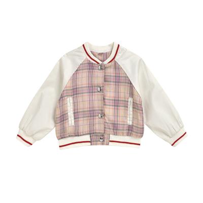 China Lovely Plaid Jackets Toddler Babies Coats Kids Viable Design 80% Cotton College Girl Coats Collarless Casual Clothing for sale