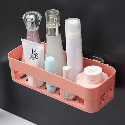 China Cheap Stocked Price Bathroom Storage Shelves Punch Free Hanging Bathroom Storage Baskets Bathroom Lotion Organizer for sale