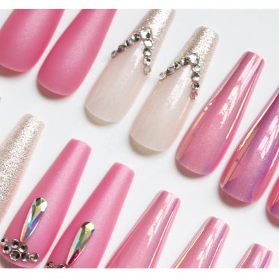 China Bodybuilder Press On Nails With Rhinestones Fake Nails Marbling Artificial Nail Nail Tip Decorated By Design for sale