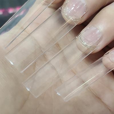 China 500pcs Flexibility / No Box XXL C Curve Square Nail Tips Clear Extra Long Uncurved False Acrylic Nail Tips Half Cover for sale