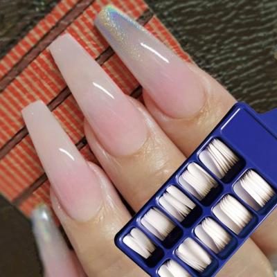 China 100Pcs Flexibility False Nail Tips Ballerina Full Cover Coffin Natural White French Long Fake Nails Art Manicure Tools Artificial Fake for sale