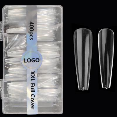 China Flexibility Private Label Full Cover XXL Acrylic Clear Fake Coffin Nails Press On XL Ballerina Nail Tips for sale