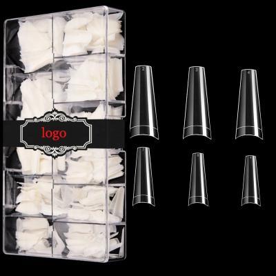 China Flexibility 500pcs XL Ballerina Nail Tips XL 21-31MM Fake Nail Tips Half Clear Fake Nails Cover MSDS With Box for sale