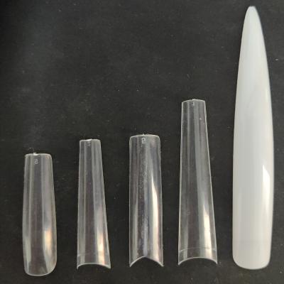 China Flexibility 550Pcs Box No C Curve Traceless XXXL Coffin No C Curved Nails Straight Cover XXL Clear Half Nail Tips Long Coffin Nail Tips for sale