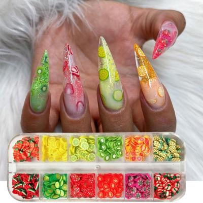 China Nal Art Decoration Selling Nail Art Nails Art Decors Mixed 3D Fruit Cuts Sticker Watermelon Lemon Nail Wholesale Charm for sale