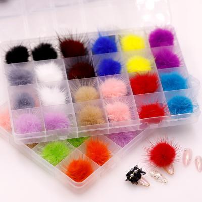 China Pom Pom Nail Magnetic Puffy Nail Pom Poms Kit Wholesale Detachable Art Custom Color Winter Charm For DIY Nail Charm 2021 Nail Poms for sale