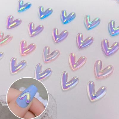 China Logo Designer Charms Boxes For Nails 10pcs/bag 10*10mm Mini Lovely Heart Nail Charms Bulk Love Crystal Pastern 3D Resin Nail Charms for sale