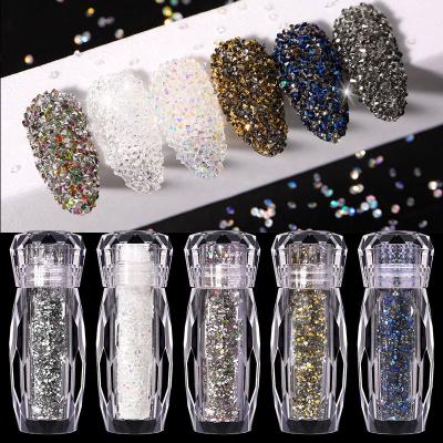 China Nal Art Decoration 15g/bottle Fashion Charm Nail Art Transparent Beads Sticky Rhinestone Nails Decoration White Crystal Rhinestone Trim Nail Art for sale