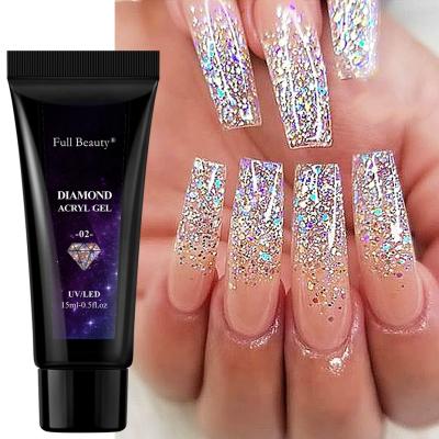 China Non-Toxic 15ml Glitter Glitter Shiny Gel Poly Semi Permanent UV Nail Polish Extension Builder Gel All For Nail Art Manicure Design for sale