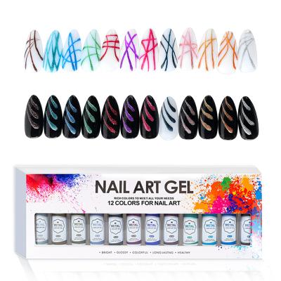 China Eco-friendly Private Label Christmas Metal Gel Liner Set 12 Colors Nail Polish Nail Art Gel Liners for sale