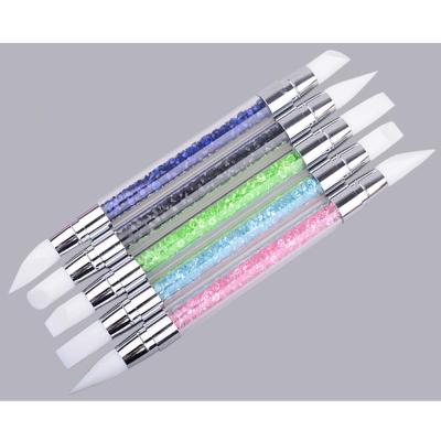 China UV Lamp 90s Double-ended Silicone Master Nail Art Silicone Brush Dotting Pen Nail Art Brush UV Nail Brush Set Pen For kolinsky for sale