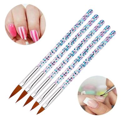 China UV Lamp 90s 5 Pcs/Set Kolinsky Acrylic Nail Art Brush Drawing UV Gel Painting Art Brush Pen Set Nail Dotting Carving Pen Manicure Set Tools for sale