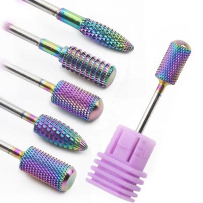 China Lightweight Nail Drill Bit For Electric Drill Manicure Rainbow Tungsten Carbide Stainless Steel Ceramic Nail Drill Bit for sale