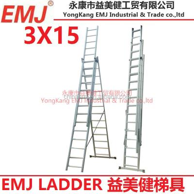 China Folding Ladders 3 Section Extension Ladder 3X15 for sale