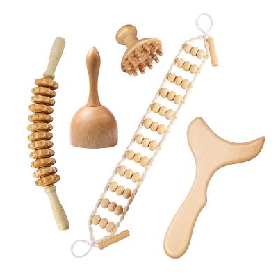 China Madero 5 in 1 Body Therapy Tool for Relieving Muscle Natural Wood Wooden Relaxation Tool Fatigue Massage Therapy Massage Tool for sale