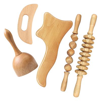 China Wooden Body Massage Stick Scraping Wood Wooden Lymphatic Fat Removal Row Massager Massage Tools for sale