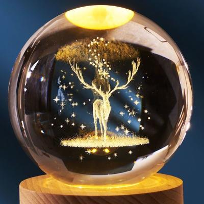 China Best-selling 8cm Minimalist Amazon Crystal Ball Projection Small Night Light Rechargeable Starry Creative Atmosphere Sky Light Gift Small for sale