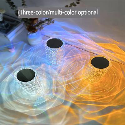 China Most Popular Minimalist Control 3 Color Switch Rose Lamp Desk Lamp Small Size Crystal Table Lights For Home Room Decor Lights for sale