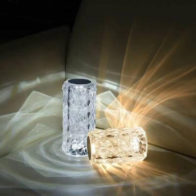 China Minimalist Amazon best-selling 3 color touch small size rechargeable light led light table lamp Rose crystal table lamp for sale