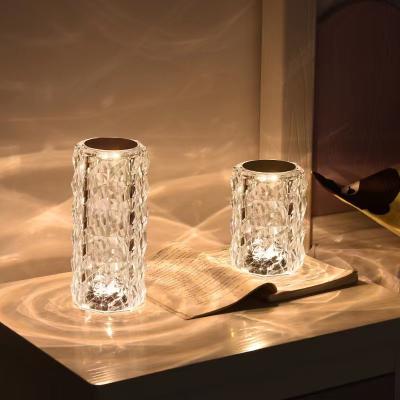 China Outlet 3 Color Touch Light Minimalist Small Size Rechargeable Home Decor Lamps Factory Rose Table Lamp Crystal Desk Lamps for sale