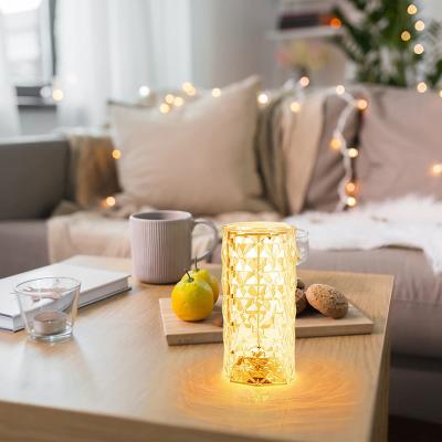 China Latest Amazon 3 Color USB Plug-in Power Table Lamp Rose Table Lamp Minimalist Hot Selling Large Size Crystal Touch Control Lamps for sale