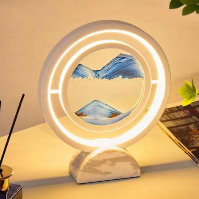 China 2022 New Sand Instrument 3d Sand Art Nordic Table Lamp Modern Modern Dynamic Glass Painting Lamp for sale