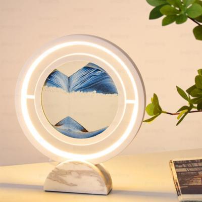 China wholesale price dimmable modern quicksand modern 3d dynamic lamp led flowing sand lamp for sale