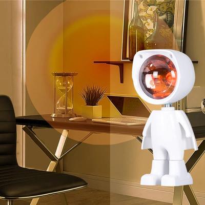 China Modern Astronaut Sunset Lamp Rainbow Projection Night Light With 360 Rotation Modern Chargeable Network Light for sale